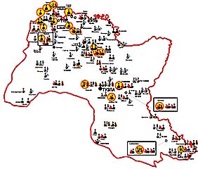 Карта епархии с указанием церковных объектов, постадавших во время войны 1991-1995 гг.